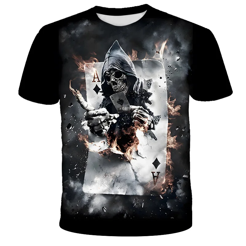 

Kids Scary Skull Halloween T-shirt Boys Sports Tee Tops Quick Dry Short Sleeve Children Clothing Grim Reaper Graphics T-shirts