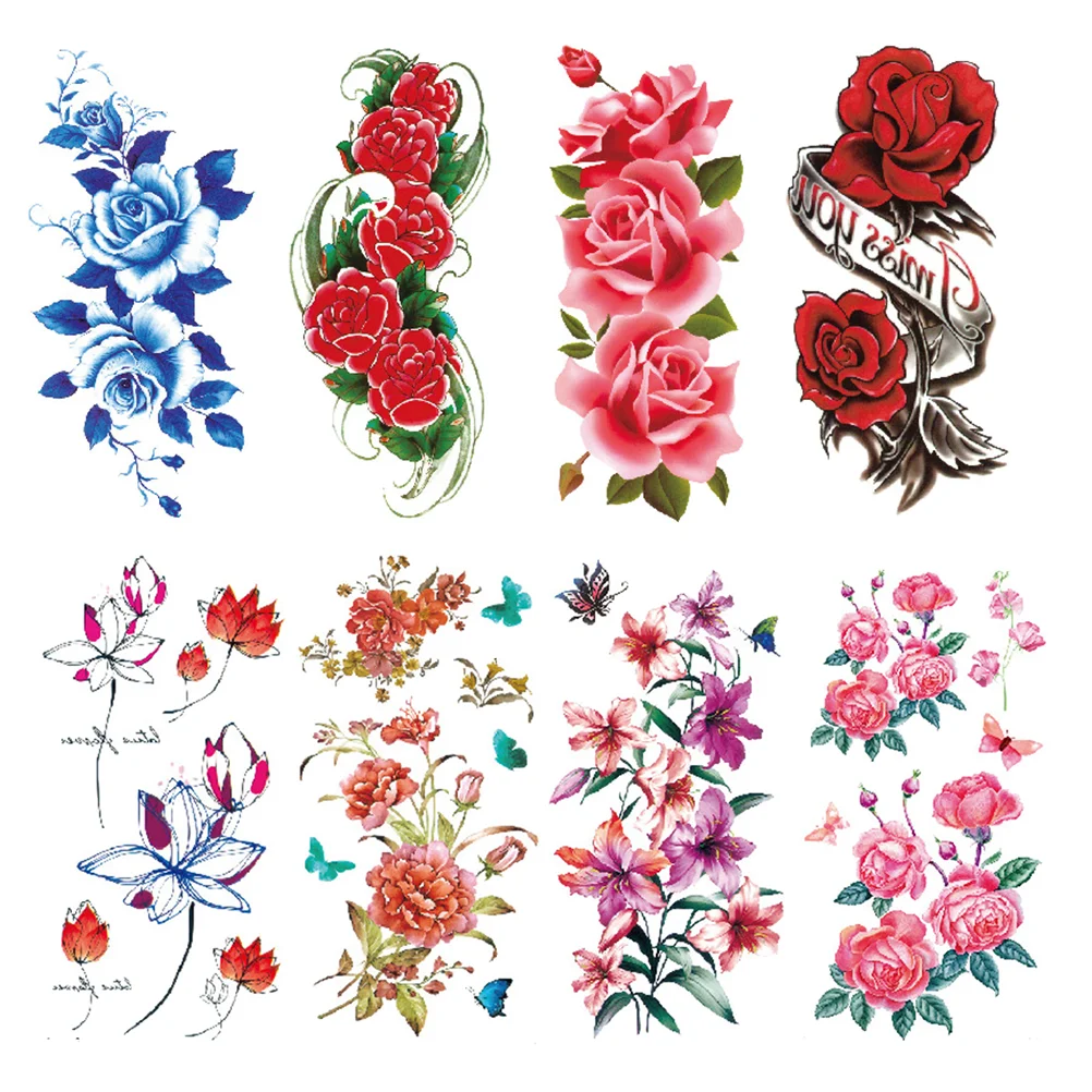 

Temporary Tattoo Stickers Flower Tattoos Waterproof Stickers Floral Cherry Blossoms Flower Body Stickers Random Type