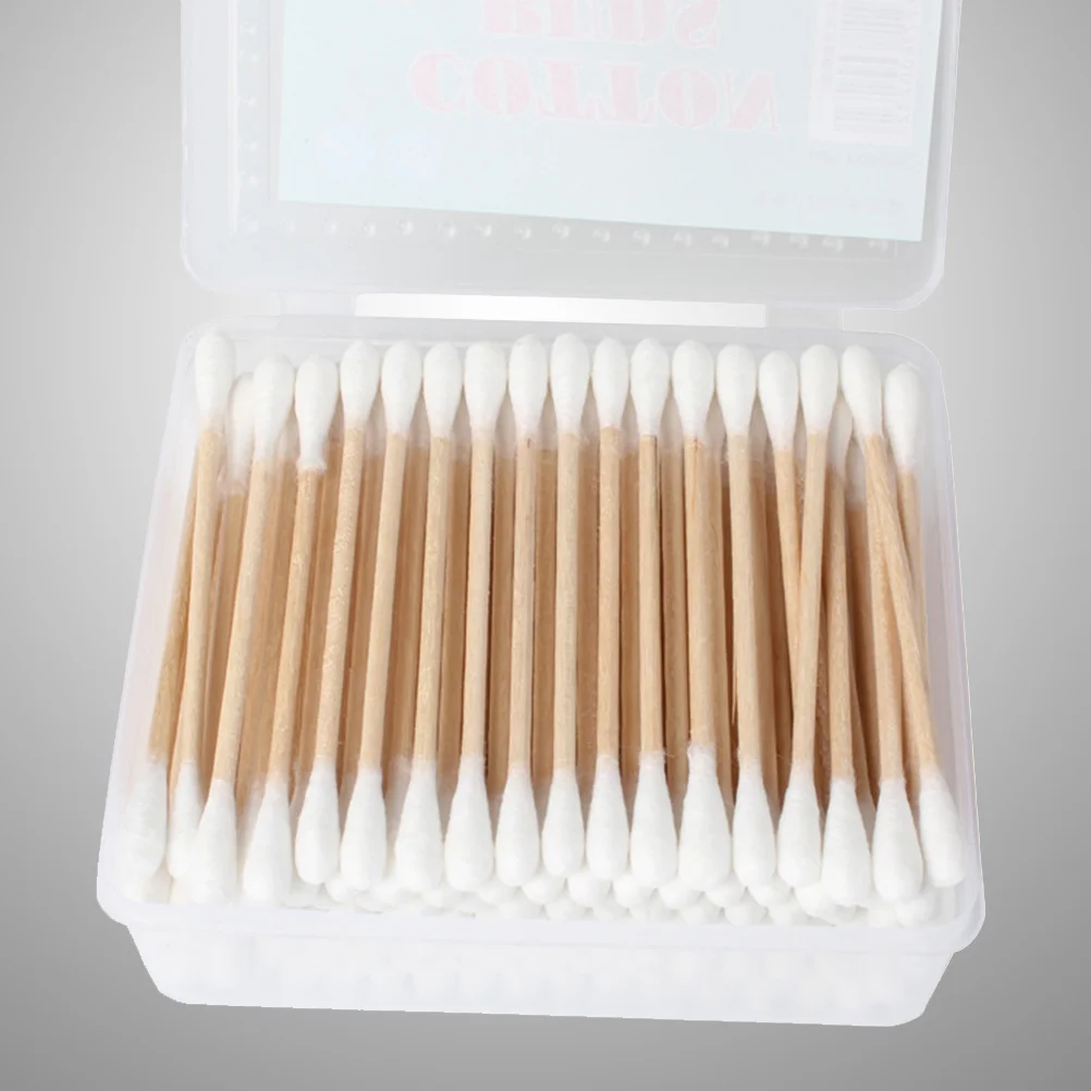 Double Tipped Cotton Swabs Applicator Multipurpose Cotton Buds Swab for Beauty Makeup Cleaning Remover 100pcs sticks cotton swabs household disposable double headed cotton stick makeup remover swab sanitary napkin