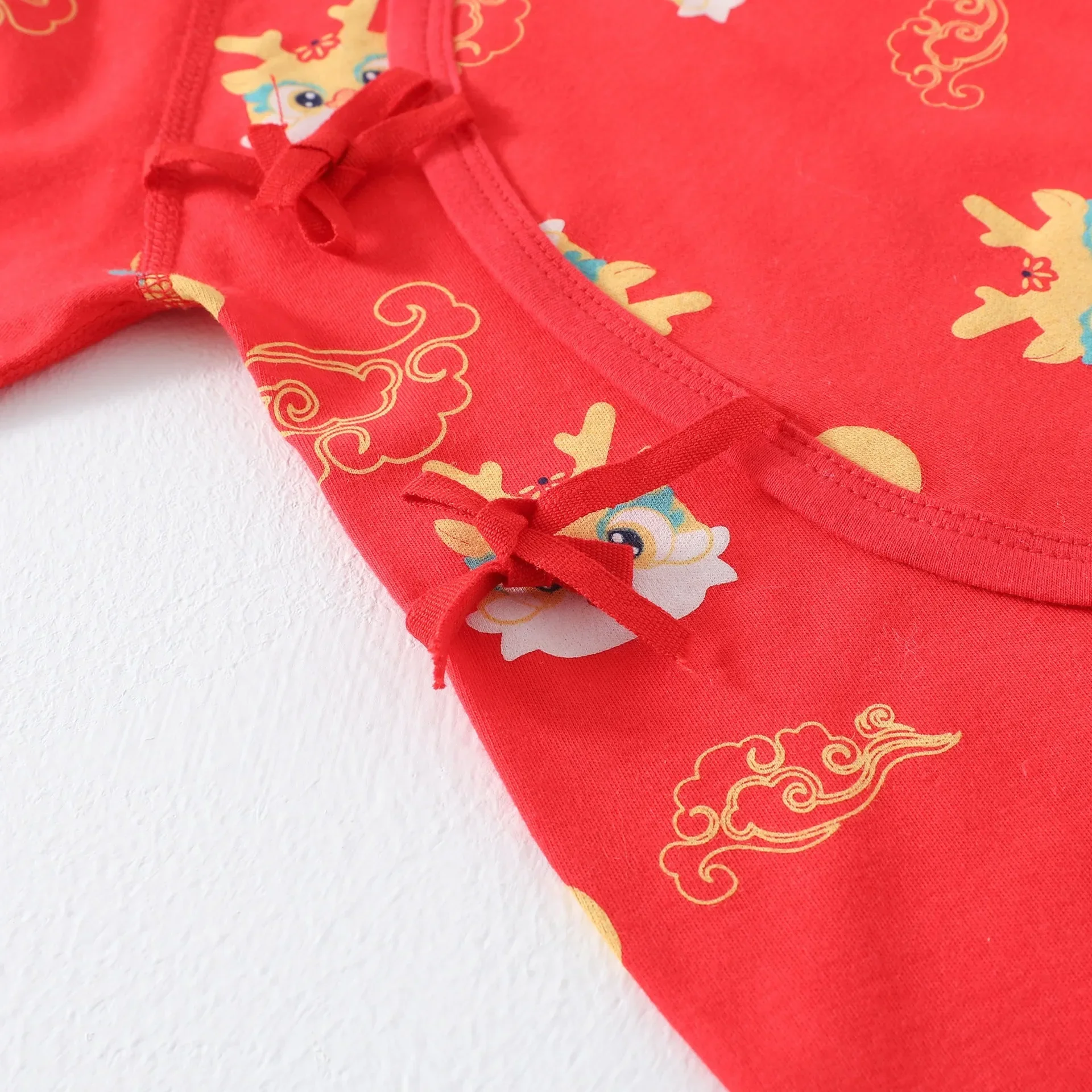 Baby Clothes Red Cotton Chinese New Year Full Month Birthday Autumn Newborn Romper Pajamas Crawling Dragon Tang Suit Jumpsuit