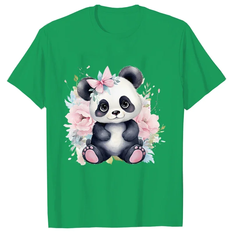 Cute Panda Printed T-Shirt Women Summer Short Sleeve Y2k Tops Fashion Hip Hop Tee Clothes Breathable Comfortable Casual T Shirt 5
