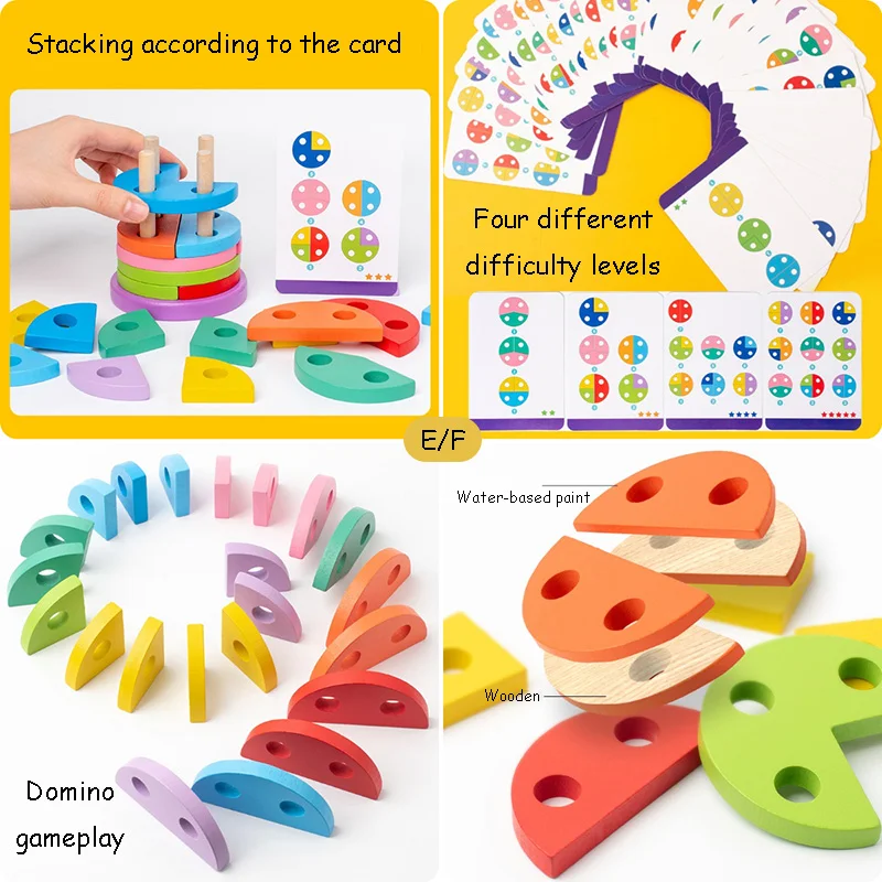 Montessori Magnetic Brain Games Children Mental Skill Toy Thinking Training Blocks Stacking Color Matching Kids Party Game