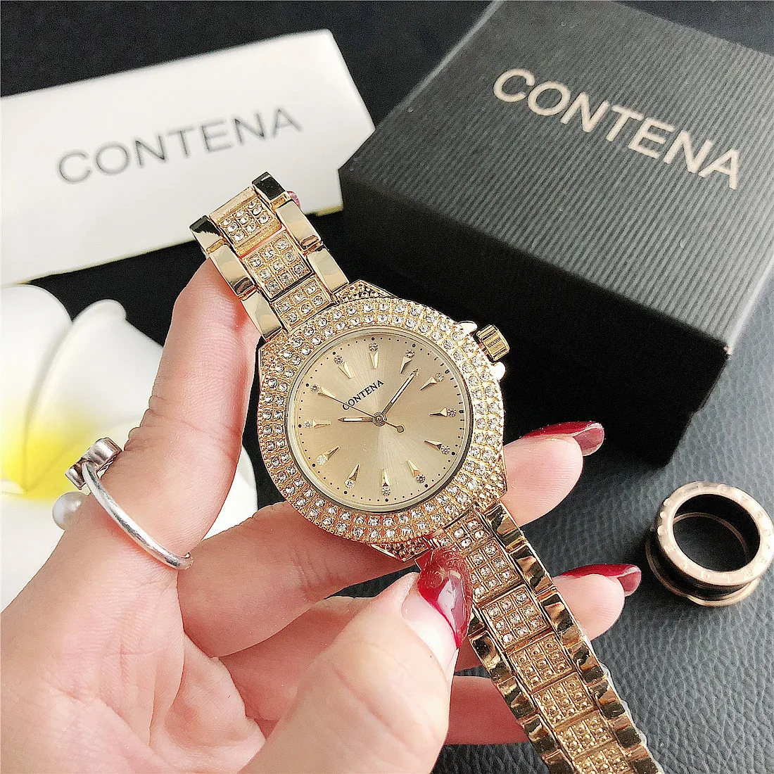 

Exquisite Ladies Watch Luxury Diamond Bracelet Wrist Watch Reloj Mujer Rose Gold Watch Steel Band Female Clock Relogio Feminino
