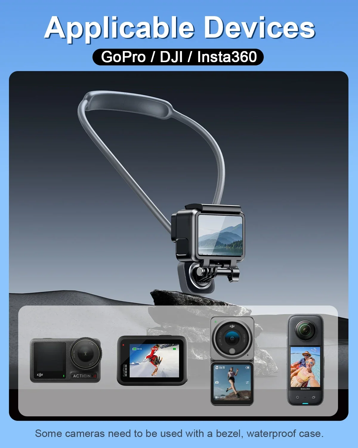 Eary Action Camera Necklace Chest Strap Neck Phone Holder Mount For POV Shots Vlog Recording Selfie Compatible With GoPro DJI