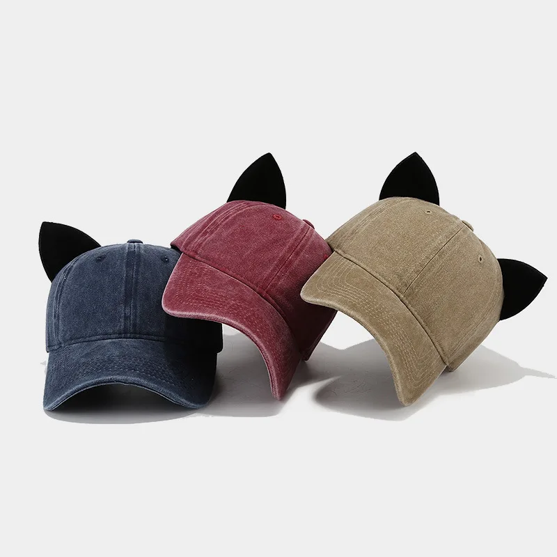 Cool Cat Ears Caps Cute Hat Women Streamer Cap Men's Punk Baseball Cap Brand Designer Caps Unisex Baseball Cap Men 2
