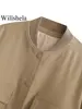 Willshela Women Fashion Solid Bomber Jackets Coat With Pockets V-Neck Single Breasted Long Sleeves Female Chic Lady Outfits 4