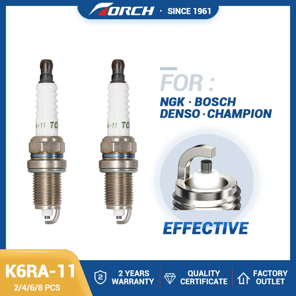 

2-8PCS Normal Spark Plugs Torch K6RA-11 Replace for Candles 4291 ZFR6F-11 DENSO KJ20CR-U11 KJ206CR-L11 CHAMPION RC9MCC4