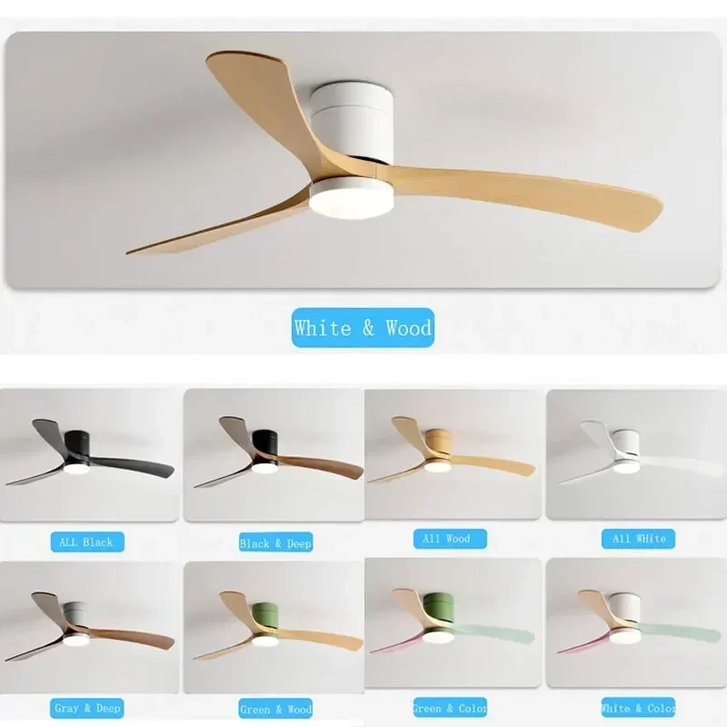 Hot Sale Morden Style Roof Ceiling Seeling Fan 3 Blades Dc Remote Control Inverter Fandelier Wood Ceiling Fan Light 46/56 Inch