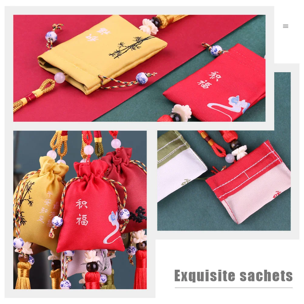 Stool Portable Embroidery Sachet Pouch Tassel Japanese-style Decor for Car Locket