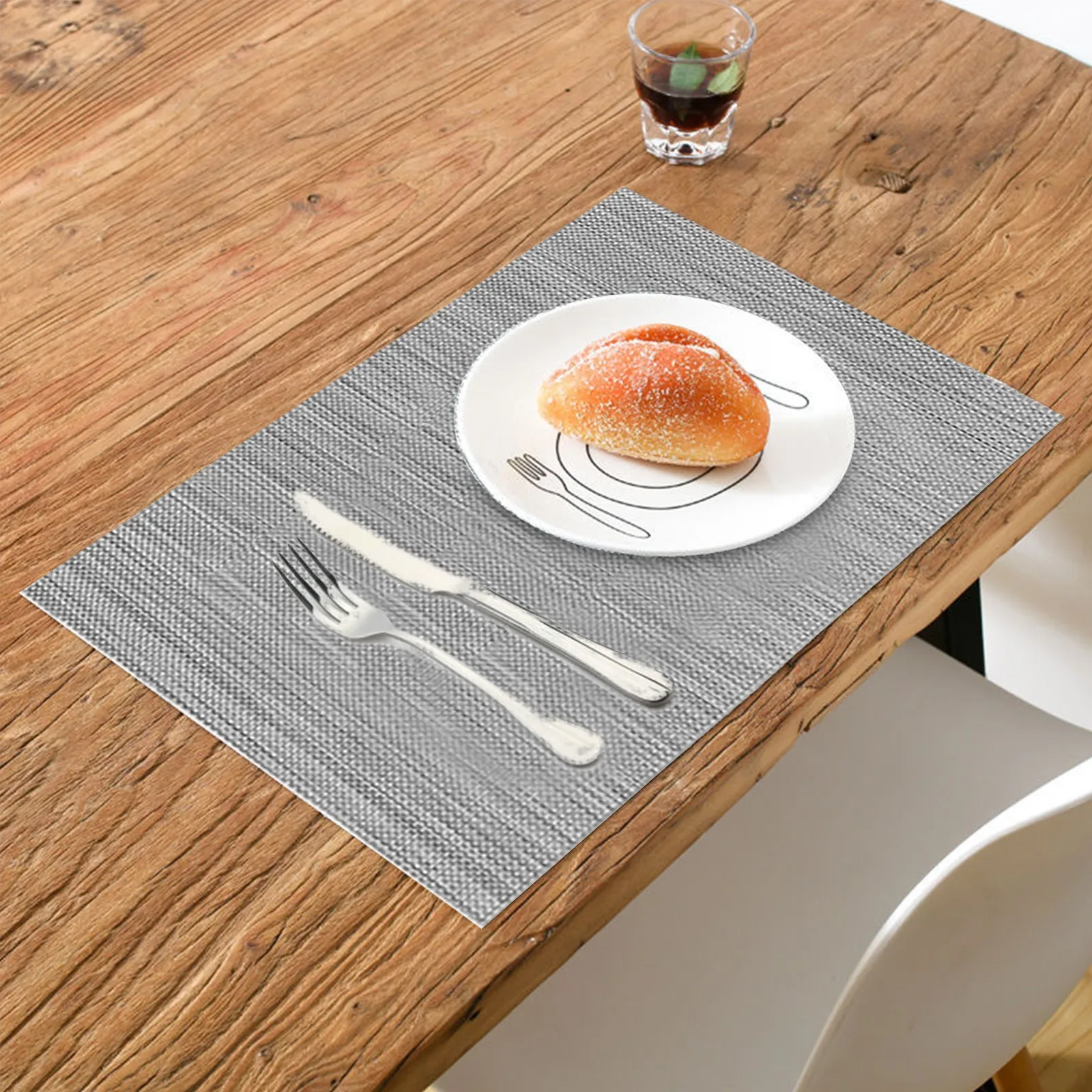 Koncle Placemats Set of 8 Washable Indoor/Outdoor Vinyl Place Mats for  Dining Table Durable PVC Weave Table Mats(Cappuccino)