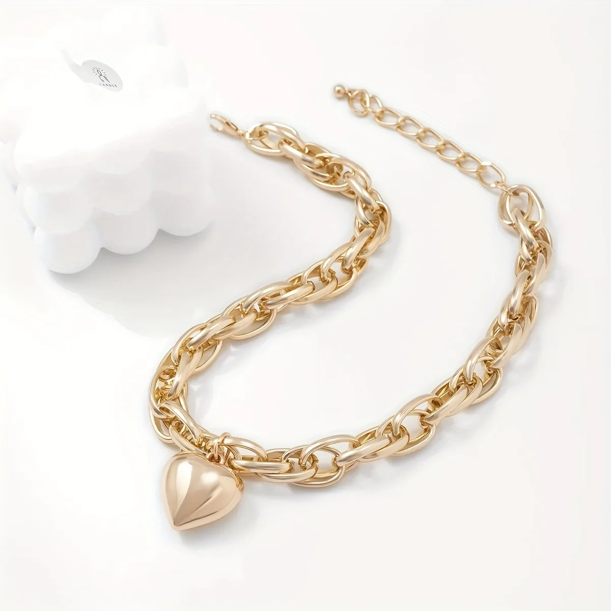 High Quality Punk Big Heart Pendant Necklace Women Fashion Statement Chunky Heavy Chain Grunge Jewelry Steampunk