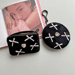 Bowknot Heart Diamond Coin Purse Large Capacity Card Holder Girls Portable Zipper Cash Wallet Earphone Key Card Bag