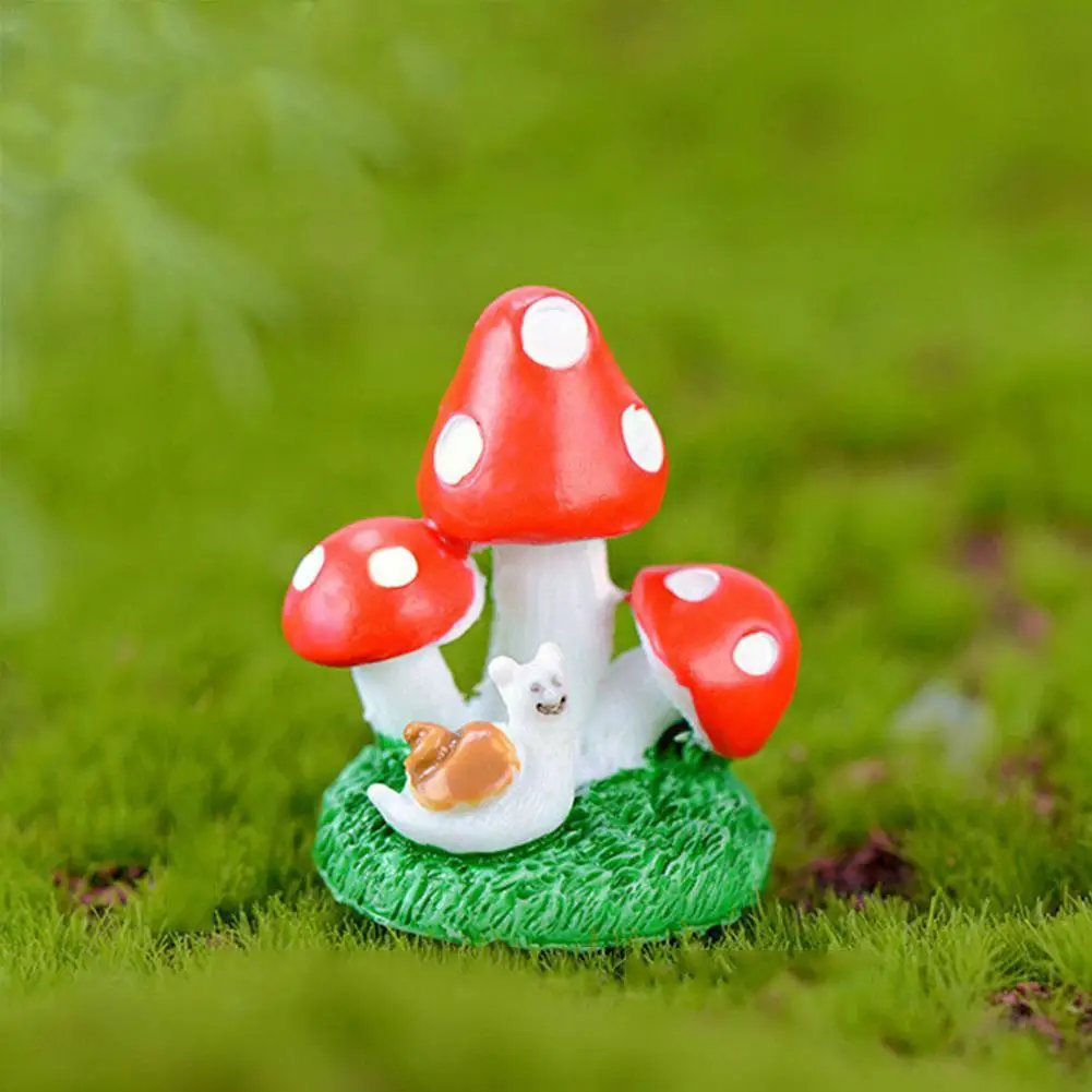 

Cartoon Mushroom Ornament Fairy Garden Decoration Mushroom Animal Crafts Miniature Shape Decorations Terrarium Moss Resin G9C6