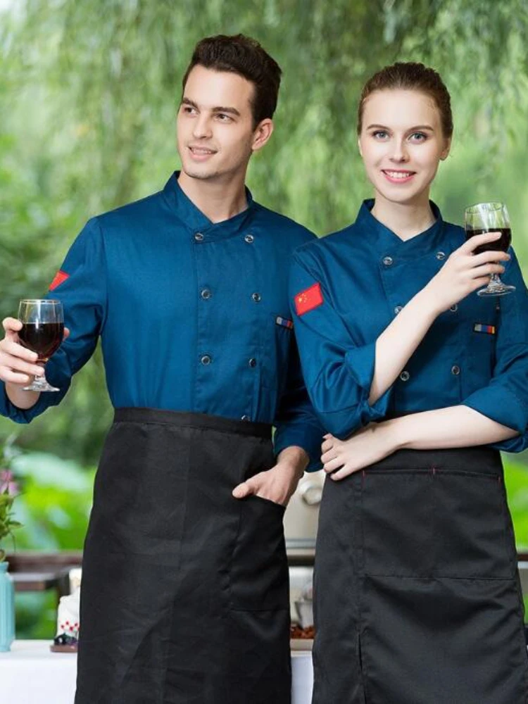 Chef Jacket Wear Long Sleeved Hotel Food Service Restaurant Catering Kitchen Chef In Autumn and Winter Clothing for Men Women