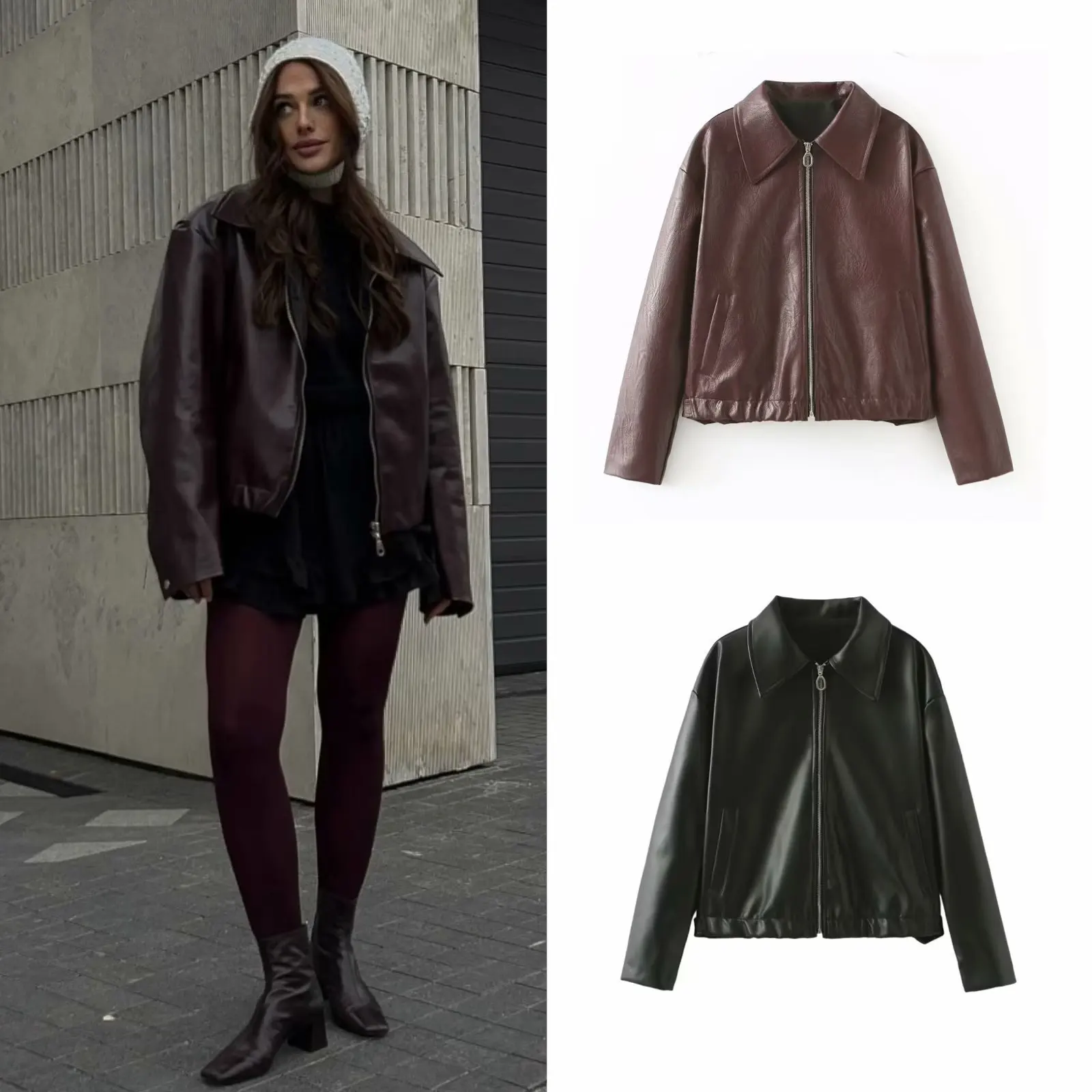 New Leaher Jackets Women's Jaqueta Feminina Streetwear ins Outwear Casaco Feminino Vermelho Couro Coat Black Giacca Pelle