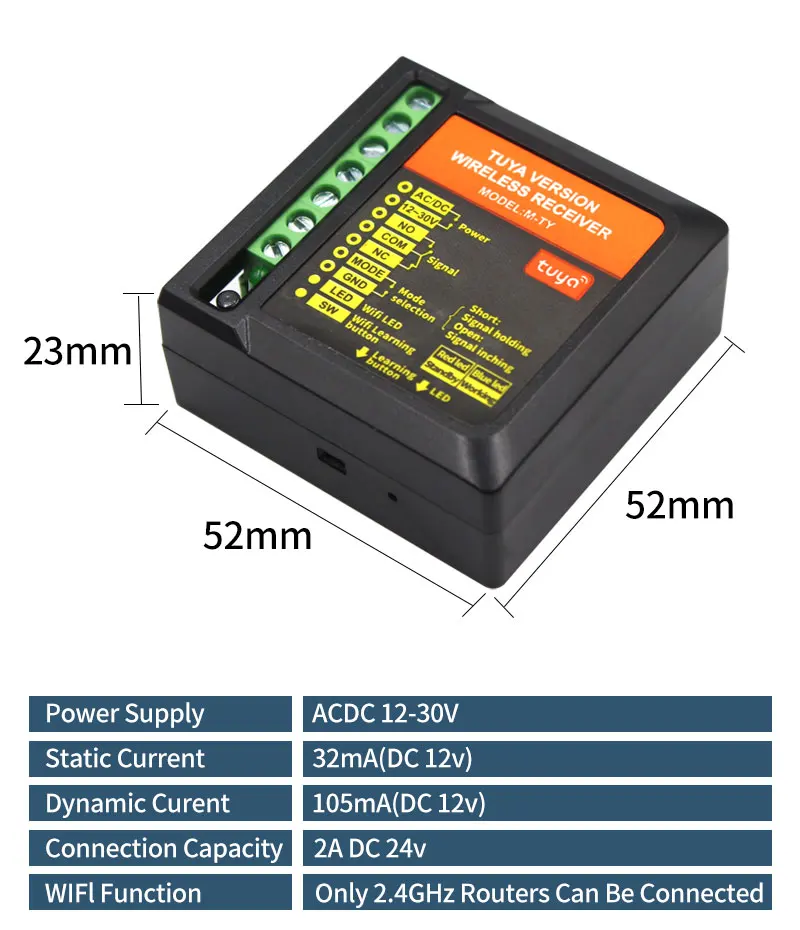 Tuya Smart 2.4G Wifi Wireless Gate Door Opener Relay Switch Receiver Exit Switch