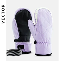 Extra Thick Women 2-IN-1 Mittens Ski Gloves Snowboard Men Snow Winter Sport Warm Waterproof Windproof Skiing Faux Leather Plam 1