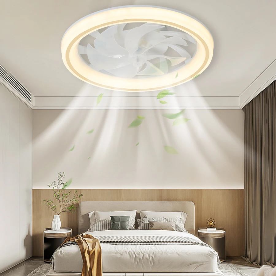 LED Ceiling Fan Light Modern Thin RGB Remote Control Dimming Mobile App Control Indoor Bedroom Living Room Dining Room 110-220V