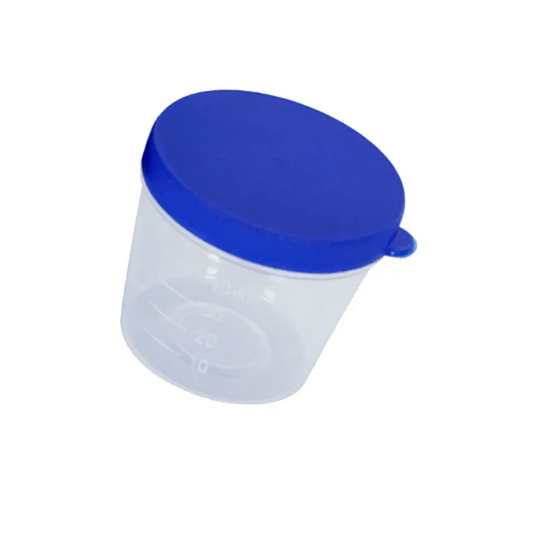 Plastic Urine Container Cup 40 ml Plastic Vials Hand Press Cover PP Sputum Cup Excrement Test With Scale & Label 50/pk