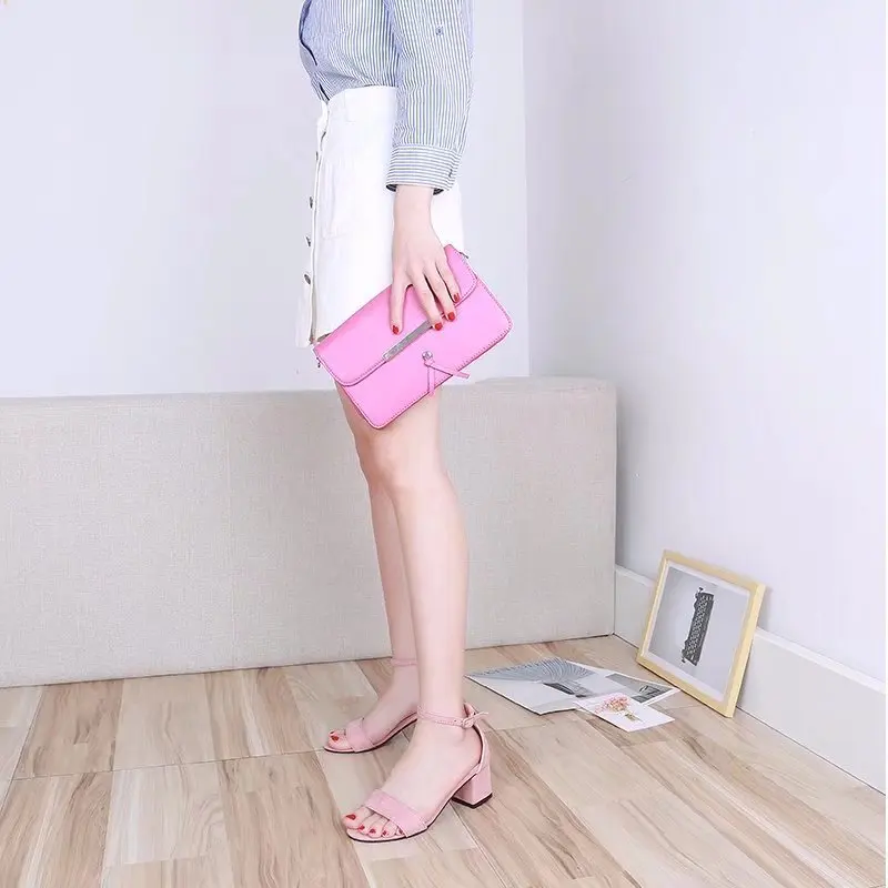 Heeled Sandals Women 2024 Elegant Woman Shoes with Low Heels Luxury Designer Block Heel Sexy Best Selling Products