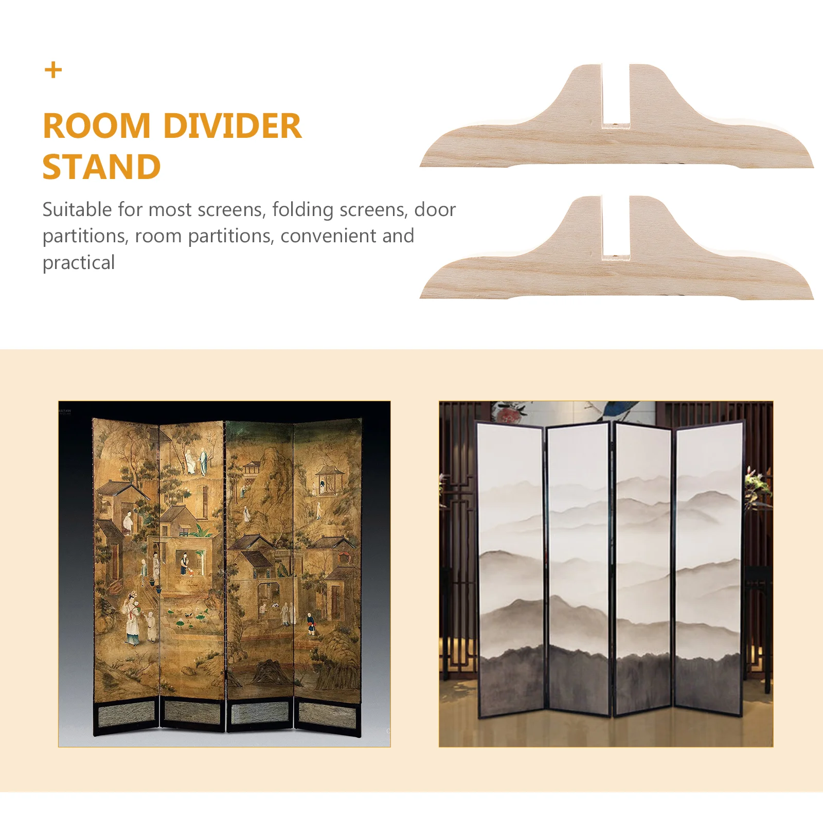 2 Pcs Dresser Decor Folding Room Divider Stand Screen Feet Bracket Dressing Screens Dividers Base Wood Wooden Office room divider screen
