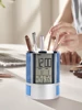 Perpetual Calendar Pen Holder Desktop Decorative Ornaments Alarm Clock Temperature Detection Storage Multi Functional Pen Holder 6
