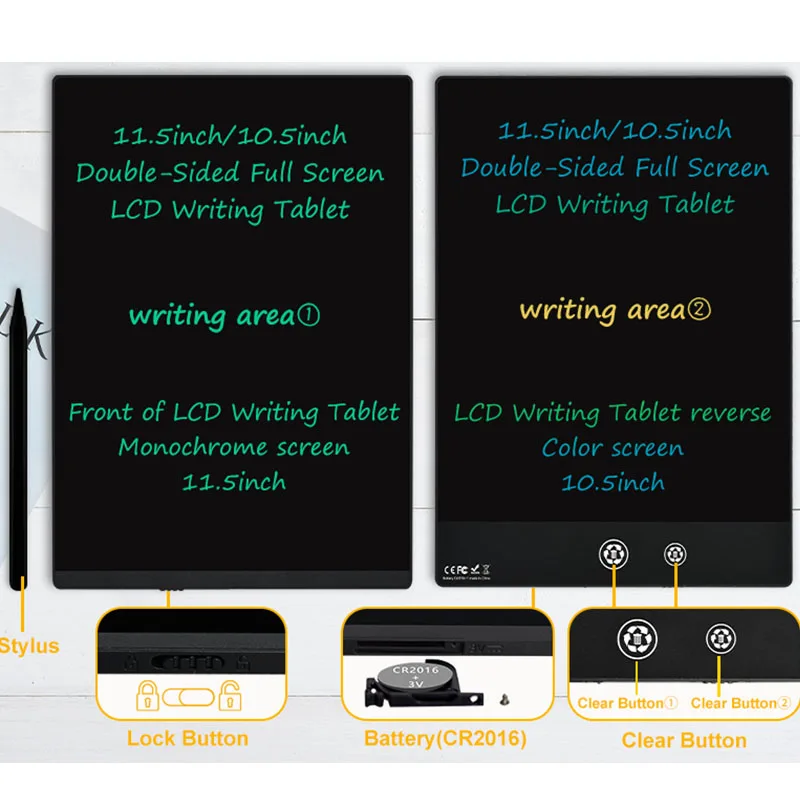 11.5/10.5 inch Double-Sided Screen LCD Writing Tablet Electronic Drawing Board Kids Graffiti Painting Memo Learn Pads Toy Gifts