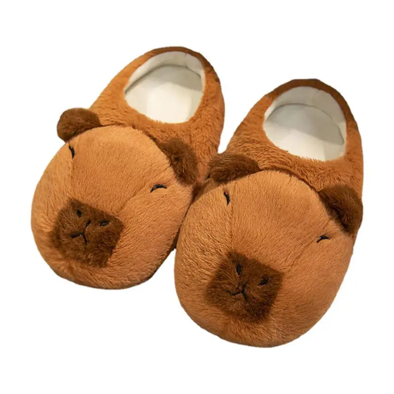 Cute Capybara Slippers Winter Warm House Slippers Women Cotton Slippers Girls Cartoon Animal Plush Slippers Children Slippers