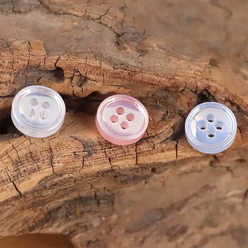 10/20pcs 11mm 버튼 수지 AB 다채로운 4 구멍 라운드 버튼 수제 DIY 봉제 용품 의류 액세서리 셔츠 장식