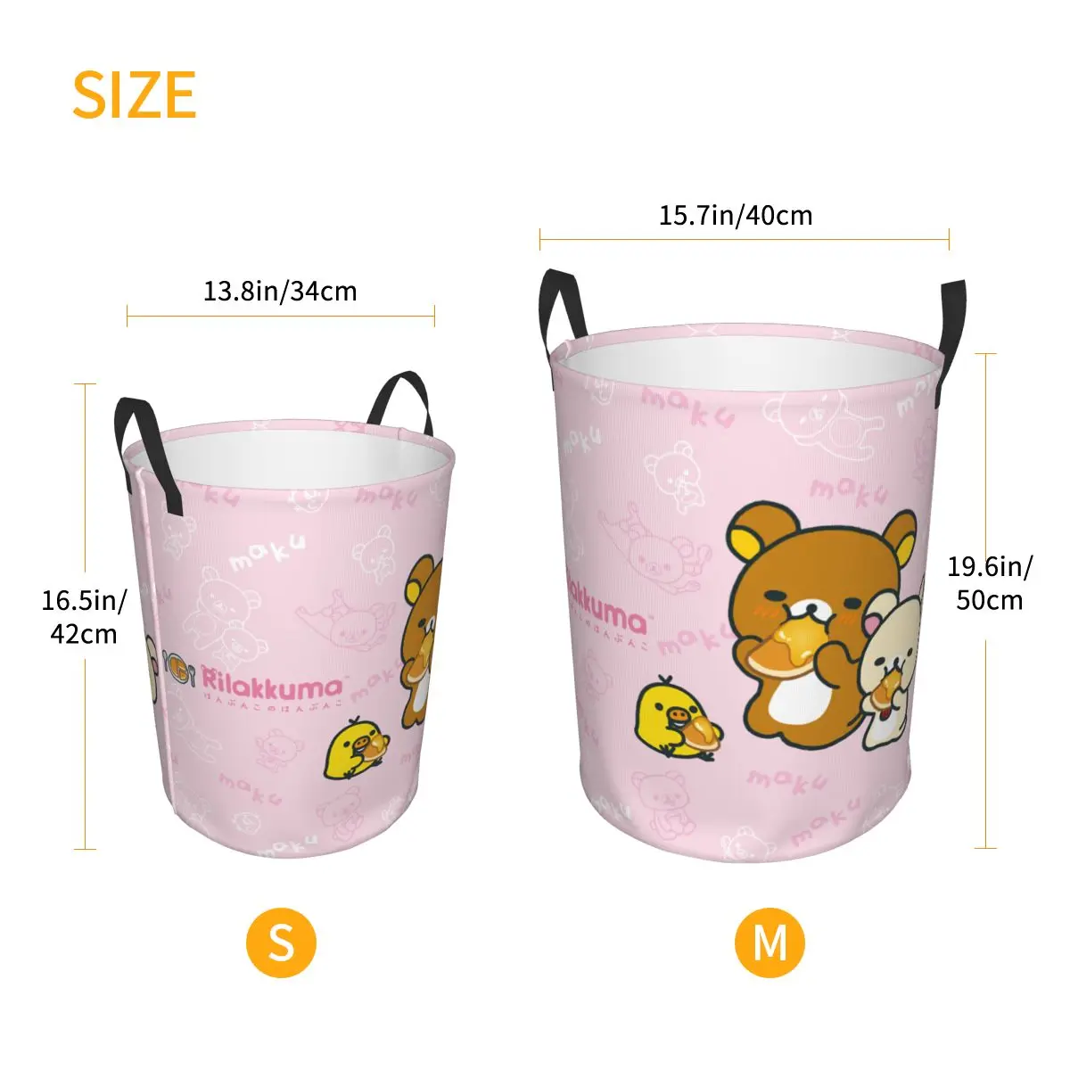 Custom Kawaii Cartoon Rilakkuma Bear Laundry Basket Foldable Toy Clothes Hamper Storage Bin for Kids Nursery 6