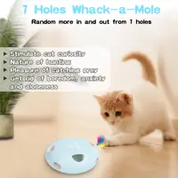 Cat toys, 7-hole smart sensor pop-up feather toys, USB powered indoor cat automatic kitten toys,Blue ﻿ 5