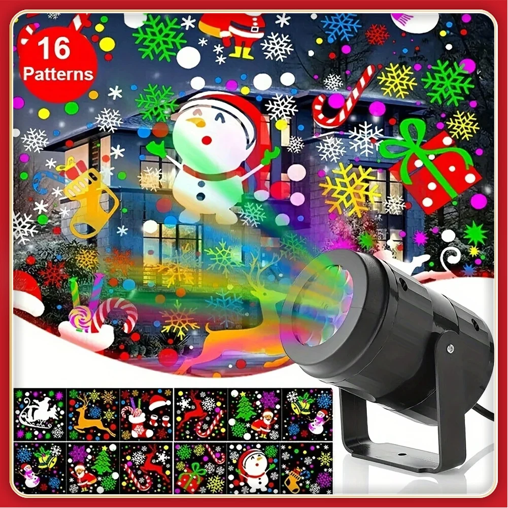 New Led light 16 picture blizzard Christmas rotating pattern projection lights laser stage projection atmosphere lights