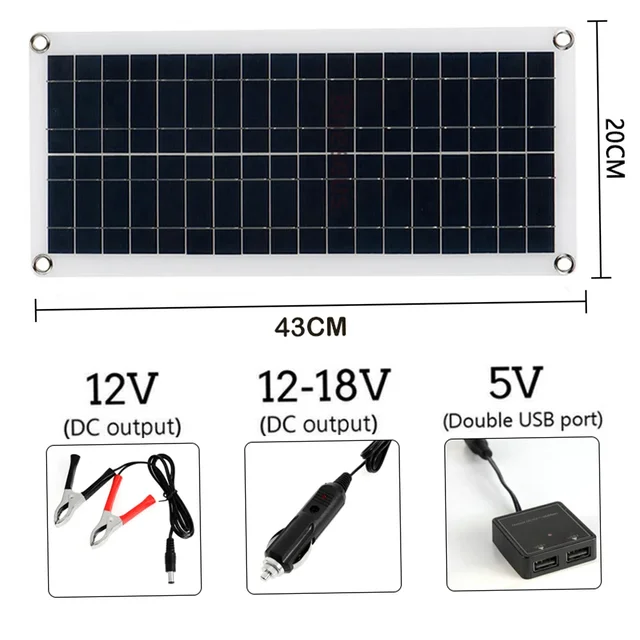 2000W Solar Power System Solar Panel Kit 12V Solar Battery 10A-60A Controller Solar Panel Home Mobile RV Car Caravan Home Campin 6