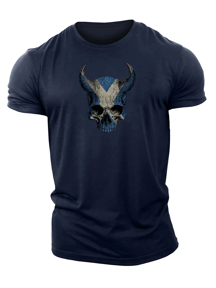 

3D Print Devil Skull SCT Gym T-Shirt High Quality Cotton Men Short Sleeves Daily Casual Top Muscle Man Tough Guy Workout Tshirt