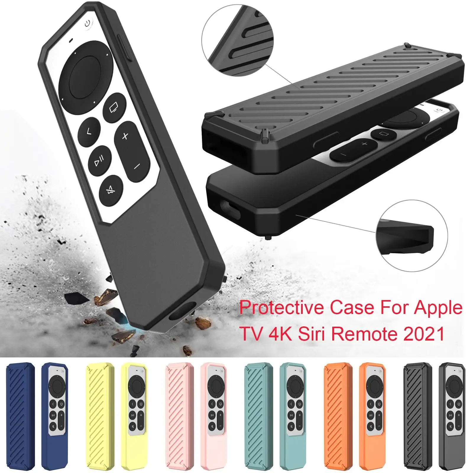 Coque de protection universelle en silicone pour Apple TV 4K, télécommande  Siri, anti-dérapant, antichoc, coque souple, étui de protection à distance