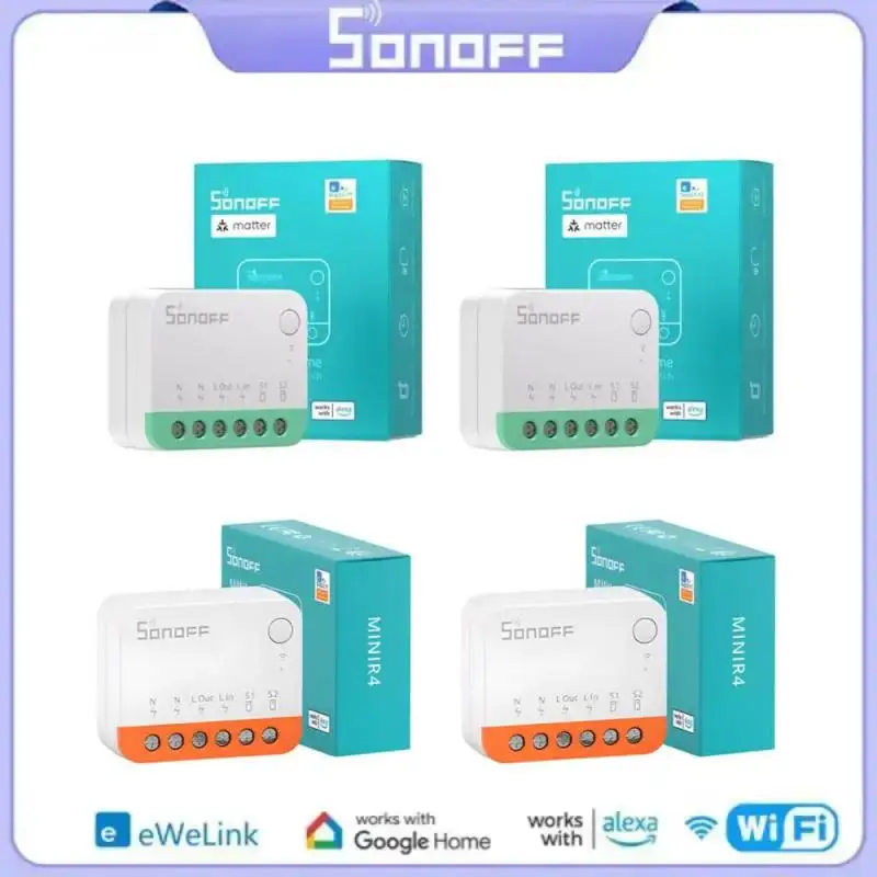 

Мини-переключатель SONOFF MINIR4M / MINIR4 Extreme WiFi для умного дома, реле отсоединения, голосовое управление с помощью приложения, приложение EWeLink Alexa Google Home