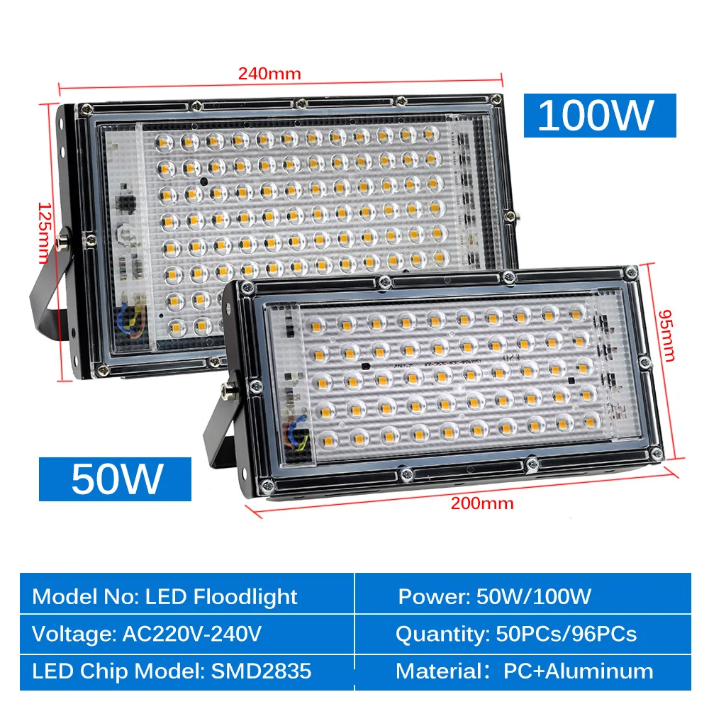 รูปสินค้า ไฟสปอร์ตไลท์ LED ส่องสว่างกลางแจ้ง 50-100W กันน้ำ IP65