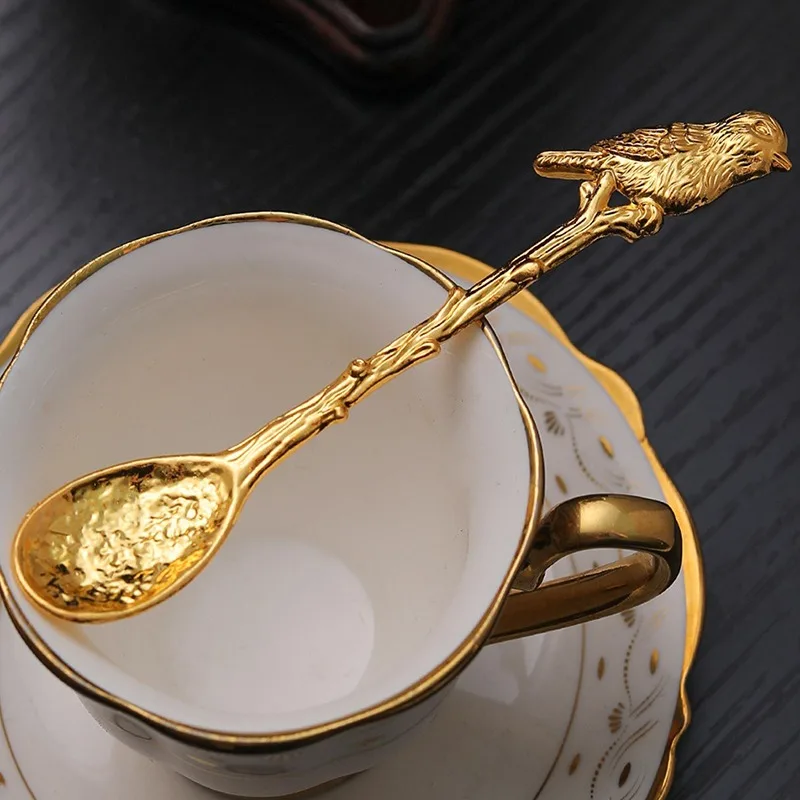 11CM Retro Metal Coffee Spoon Dragonfly Shape Ice Cream Dessert Mixing Teaspoon Kitchen Tableware