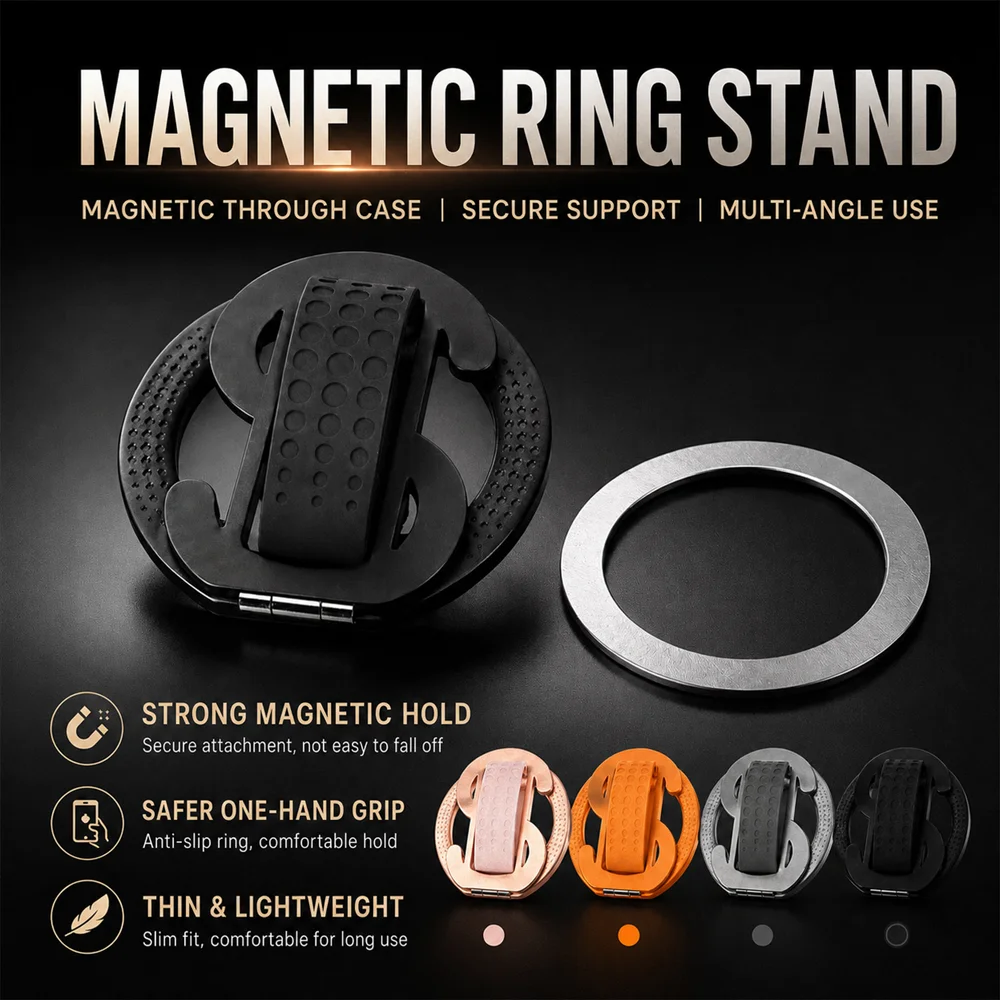 Universal Magnetic Foldable Phone Stand - Strong Magnet & Portable Holder