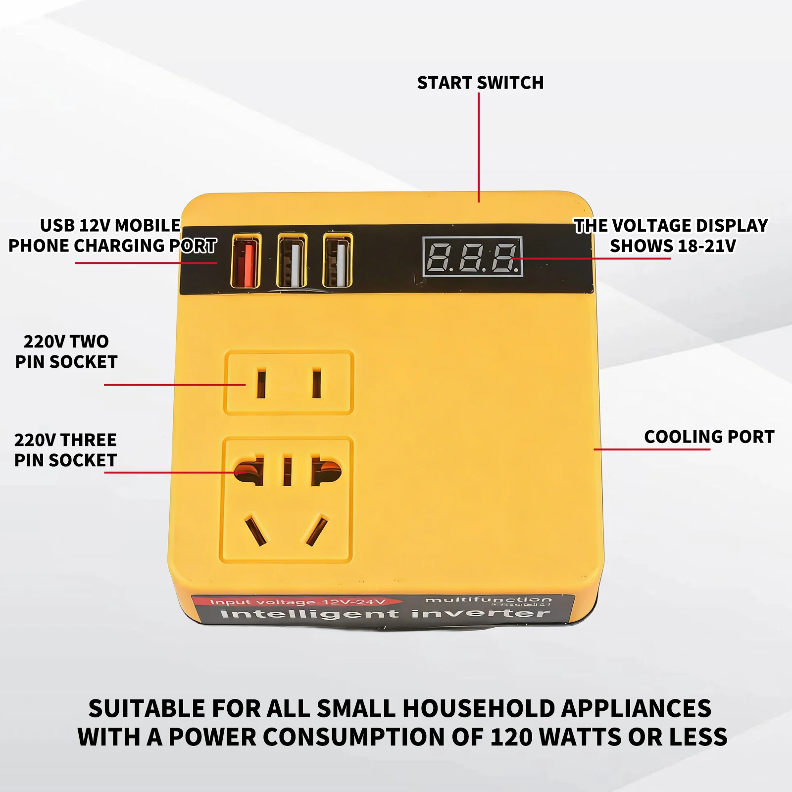 리튬 배터리 인버터 파워 뱅크, AC220V/21V 야외 가정용 다기능 지능형 변압기 전동 공구