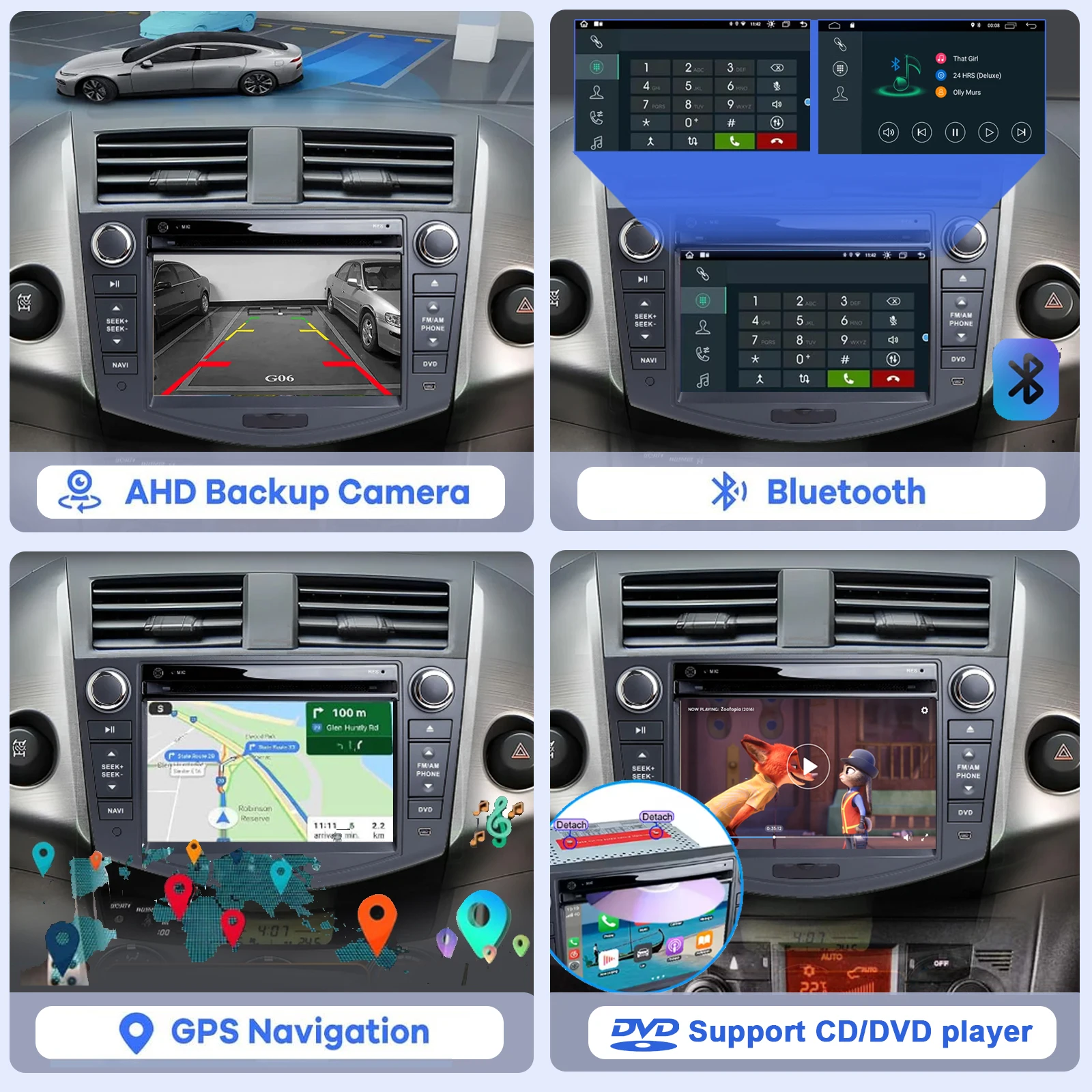 Android Car Radio for Toyota RAV4 2006-2012 Multimedia Player Supports CarPlay,