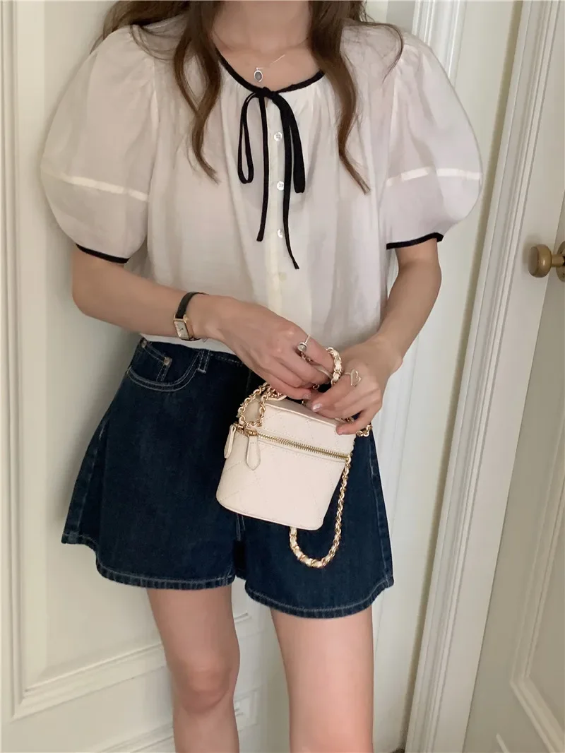 여성용 용수철 셔츠 블라우스, 맥시 블라우스, 시폰, 캐주얼, 우아한 빈티지, 긴팔, 오버사이즈, 루즈 화이트, 여름 