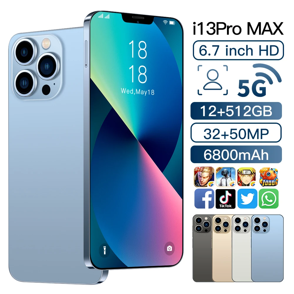 Телефон I13 Pro max с двумя SIM-картами экран 6 7 дюйма 5600 мАч 512 ГБ десять ядер