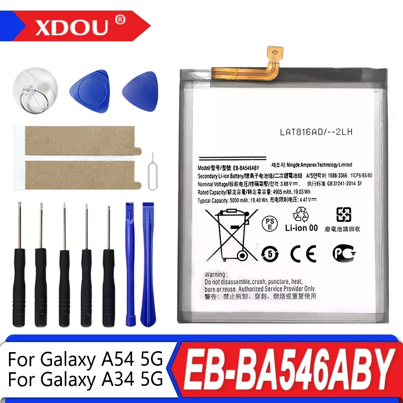 Batteria EB-BA546ABY nuovissima da 5000 mAh per Samsung Galaxy A54 5G A546/Galaxy A34 5G A346 Batterie per telefoni + Strumenti