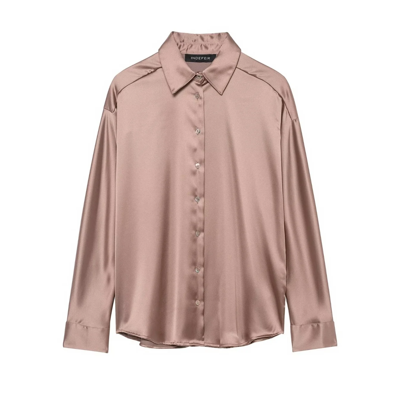 Women's Elegant Satin Shirts Spring Autumn New Female Single-Breasted Lapel Full Sleeve Shirt Lady Fashion Ol Solid Blouse