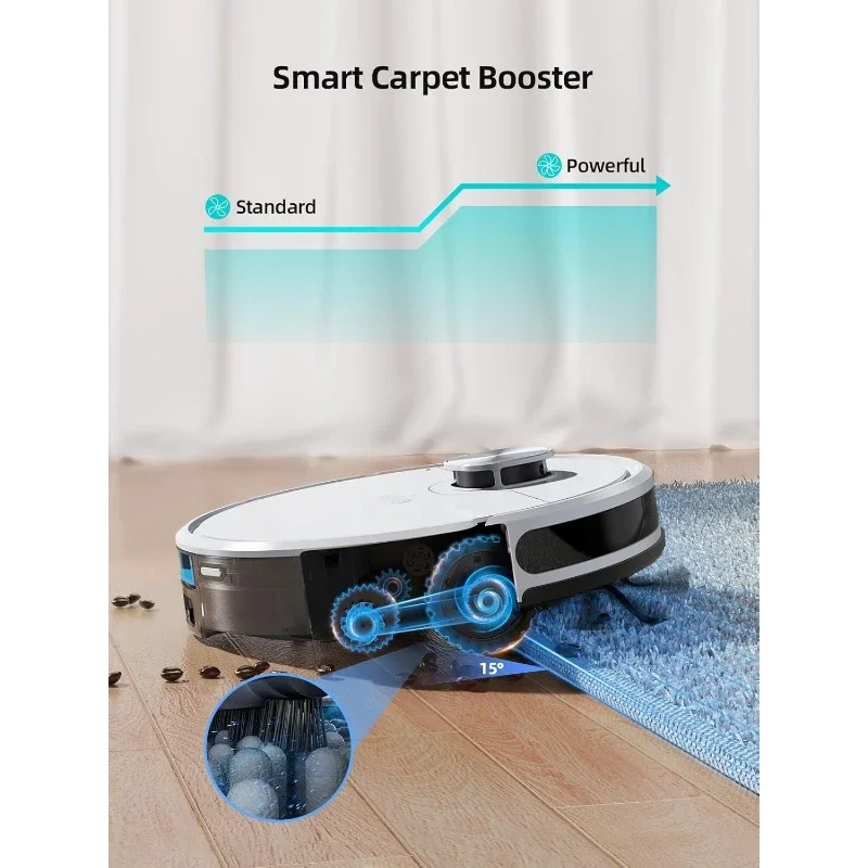 Robot Vacuum and Mop,Self-Emptying Robot Vacuum Cleaner,3500Pa Suction,Laser Navigator with Smart Mapping Robotic Vacuums,