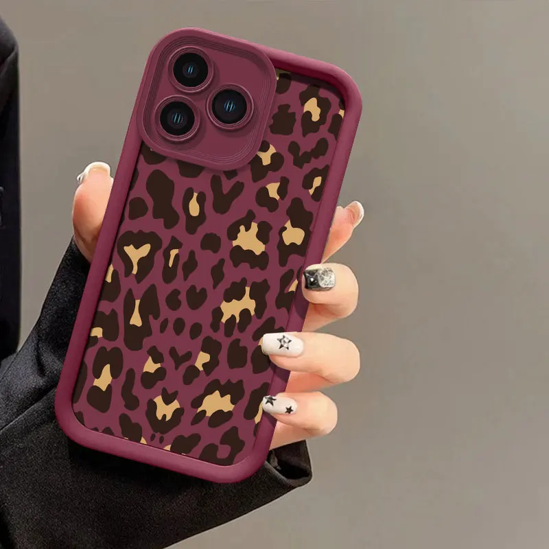 Leopard Print Shockproof Silicone Phone Case with Soft Bumper