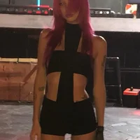 Vintage american style high street sexy jumpsuit shorts punk retro halter neck slim womens tights Y2K goth emo girl streetwear