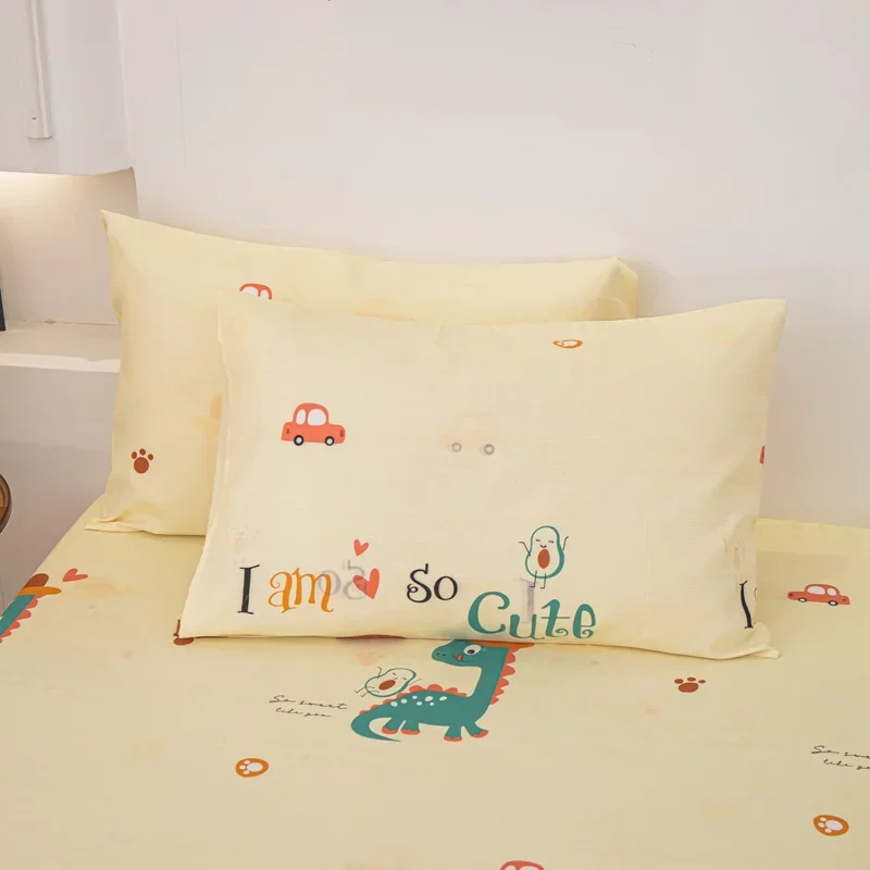 Cartoon Dinosaur Print Children's Room Fitted Sheet Set Comfortable Soft Bedding with Pillowcases Boys and Girls Fitted Sheet 4