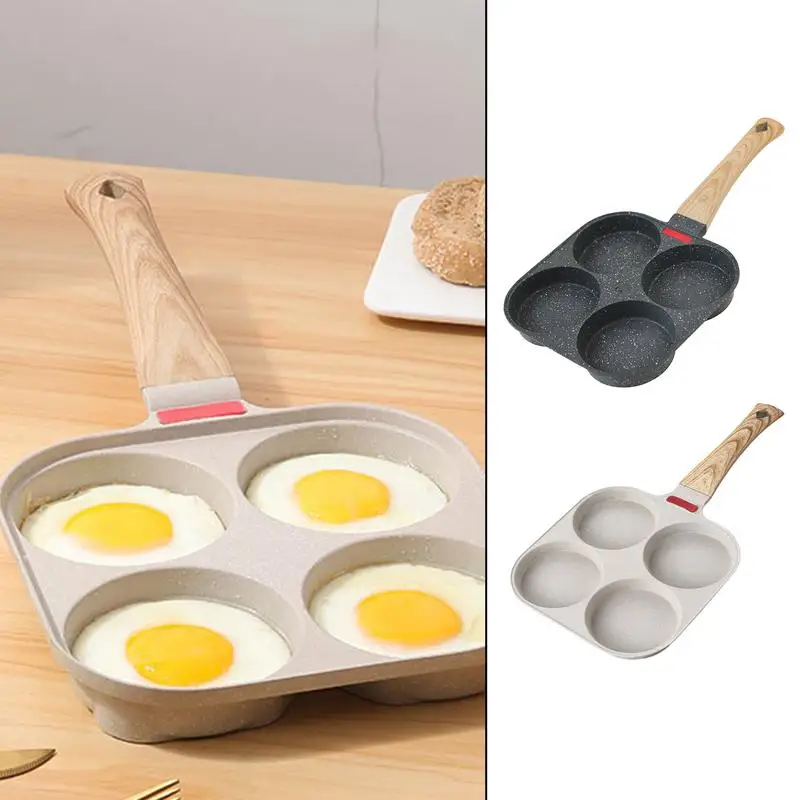 

Non Stick Frying Pan 4 Hole Egg Pan Breakfast Omelette Skillet Induction Cooker Gas Stove Pan For Mini Pancakes Kitchen Utensils